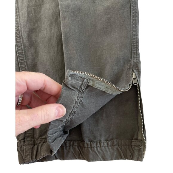 Eileen Fisher Womens Linen Lyocell Cargo Utility Pants Ankle Zip Army Green Size - Picture 6 of 12